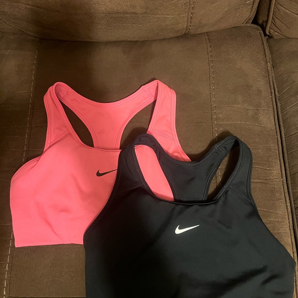 Nike Women's Pink and Black Sports Bra Duo